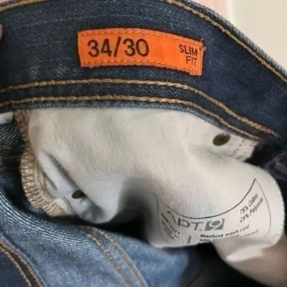 Apt 9  dark wash slim fit jeans. Size 34-30. Very Gently used - Picture 3 of 5